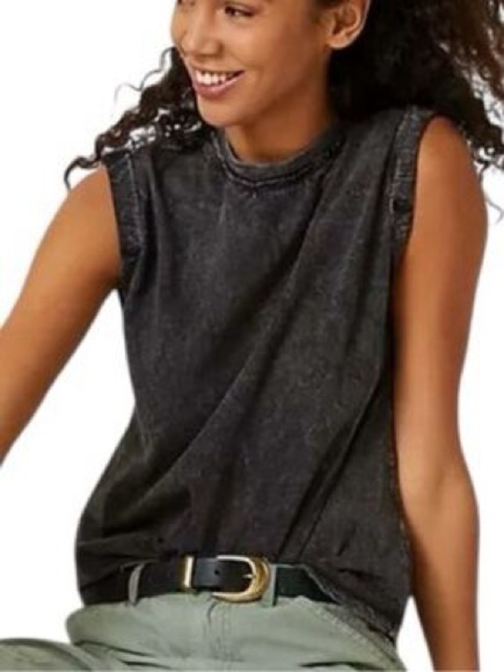 Pilcro 2 PACK Women’s Muscle Tank Tops in Olive Green & Charcoal - Picture 7 of 7